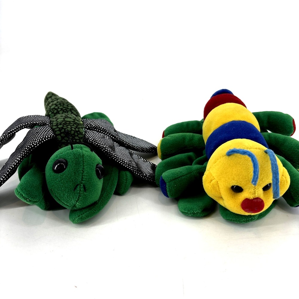 Plush Creations Caterpillar & Dragonfly Glove‎ Hand Puppet LOT Toy Bugs 1994